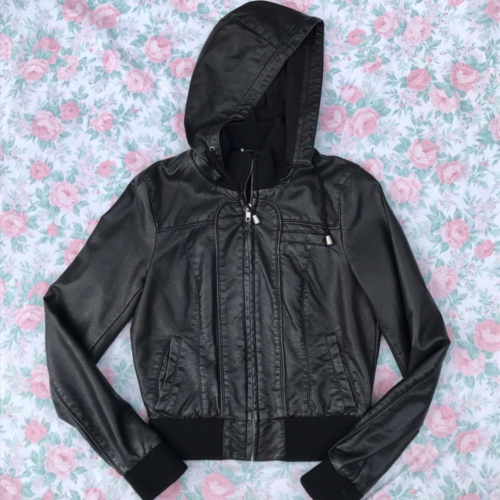 Sparkle & Fade black faux leather jacket size XS-S